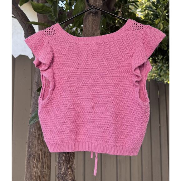 Madden NYC Hot Pink Knit Ruched Crop Top – Size L - Picture 3 of 3